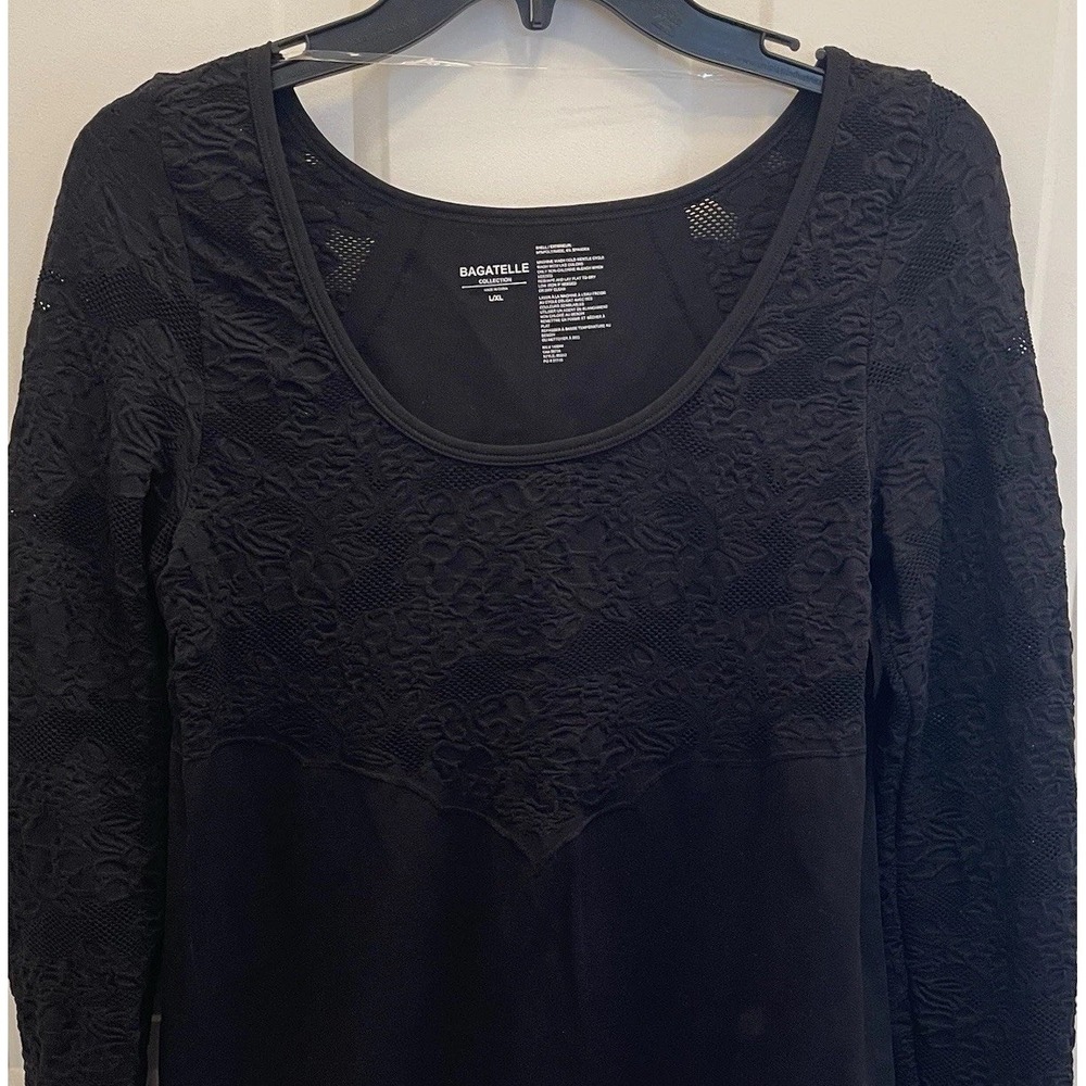 Bagatelle Collection Top Women's L/XL Black Lace Stretch Comfort Whimsigoth‎